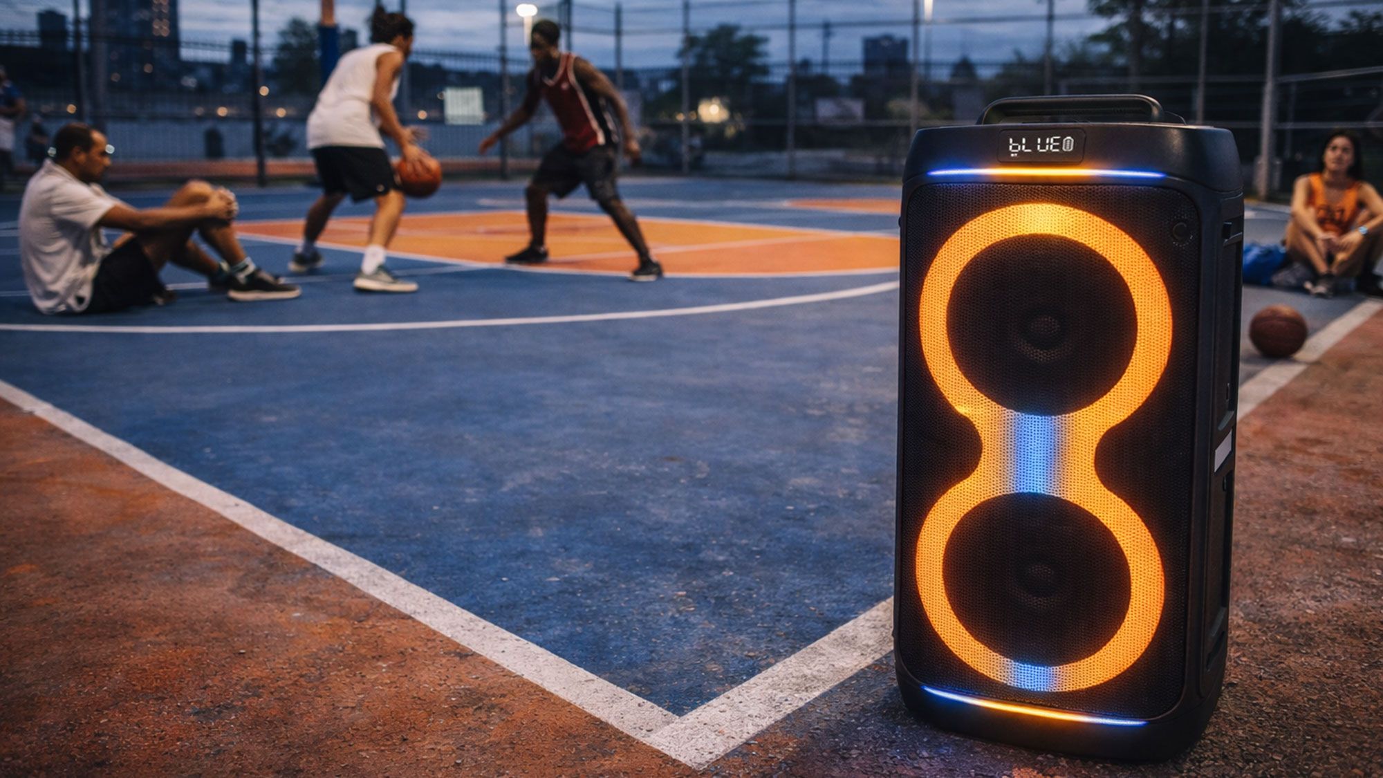 ArtSound PWR08 Bluetooth-Partylautsprecher Draußen auf einem Basketballplatz