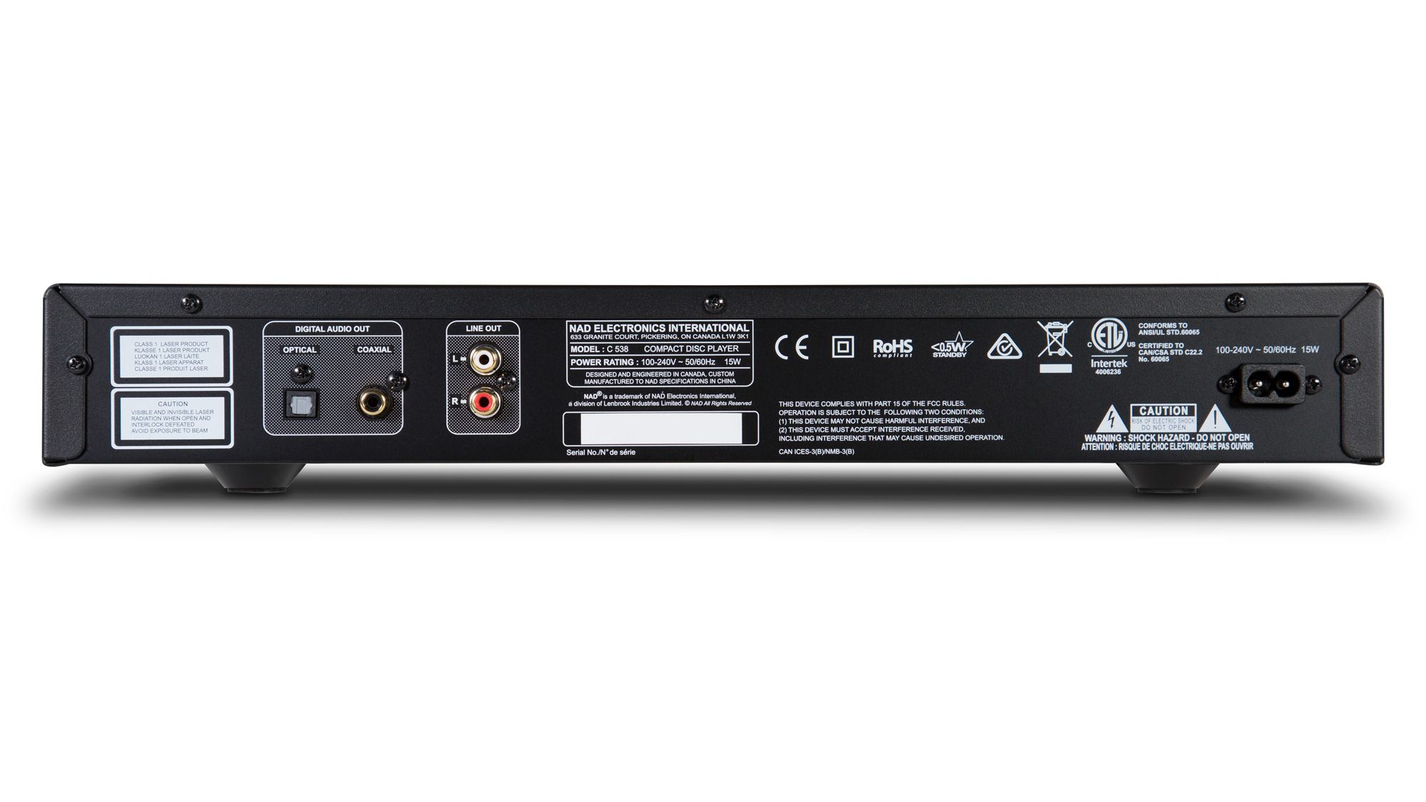 NAD C538 CD-Player Rückseite mit Anschlüssen