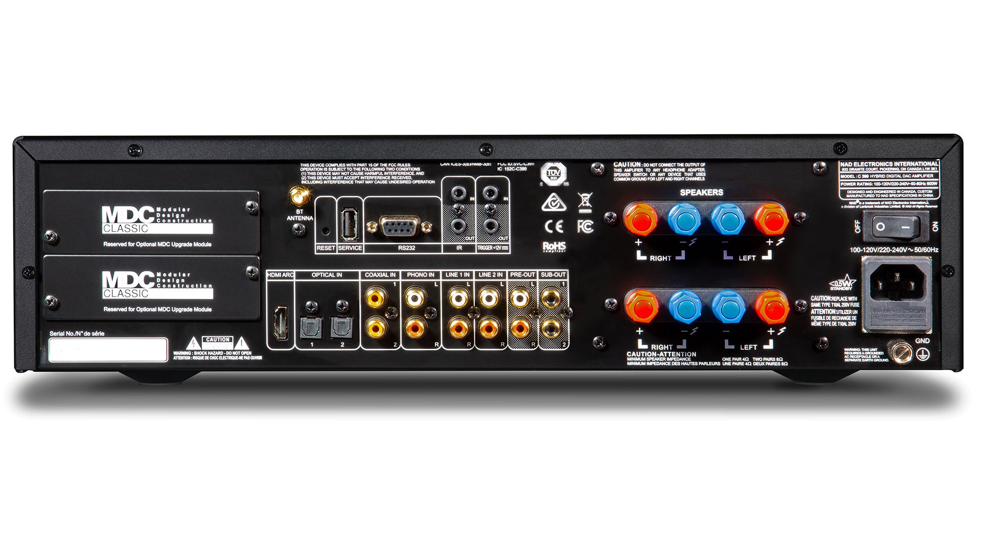 NAD C 399 Rückseite mit Anschlüssen