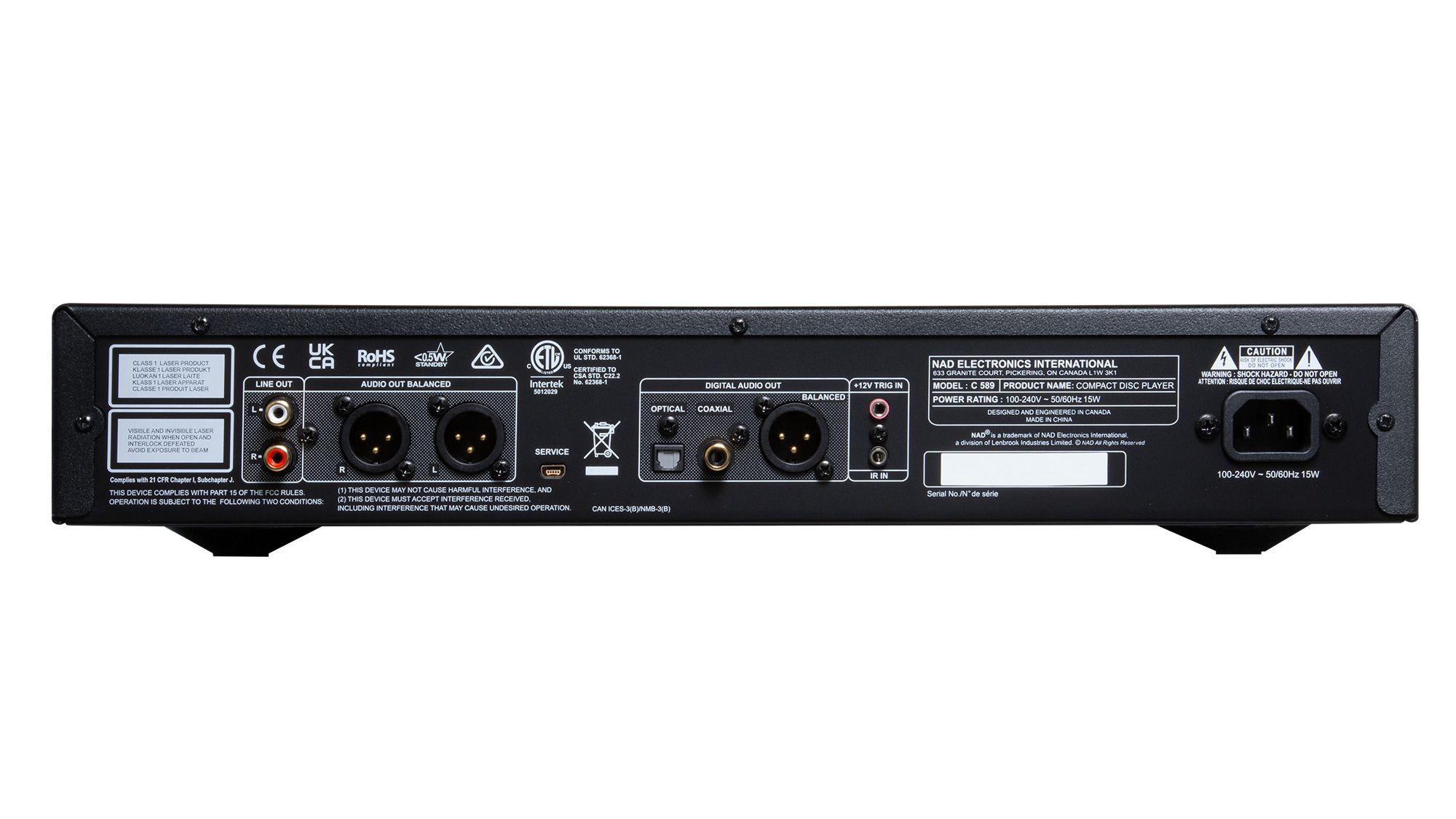 NAD C 589 CD-Player Rückseite mit Anschlüssen