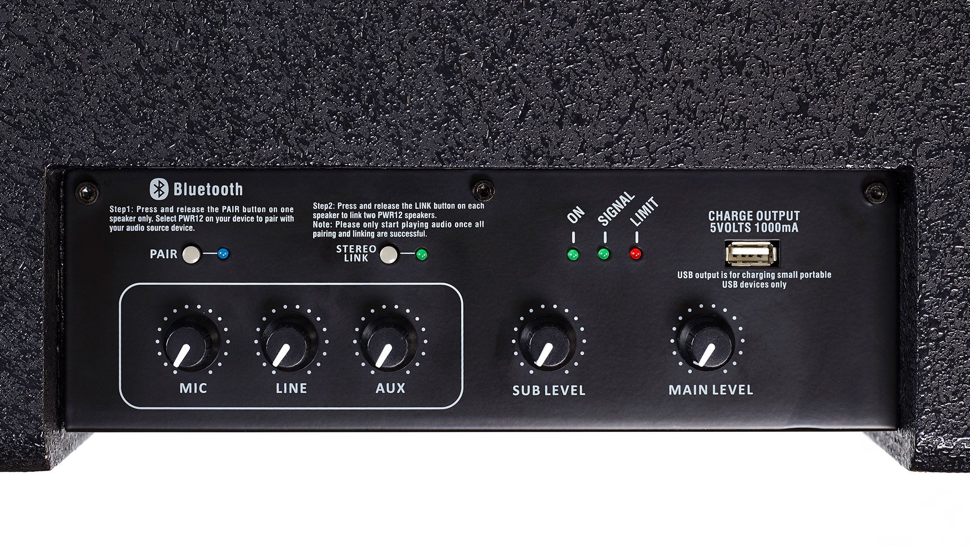 Artsound PWR12 Aktiv-Lautsprecher-Set Drehregler
