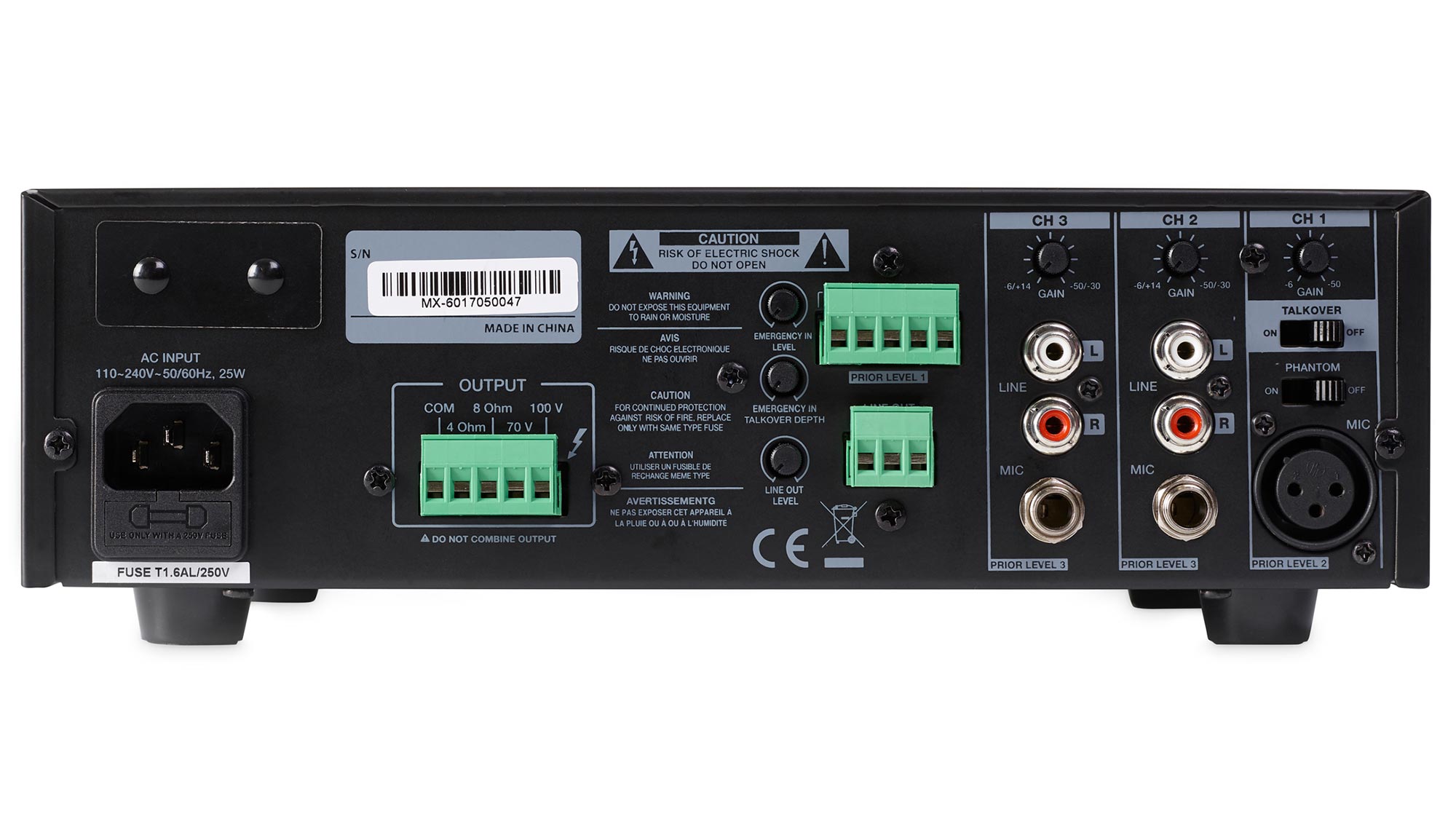 Artsound MX-60 Mischverstärker Rückseite mit Anschlüssen