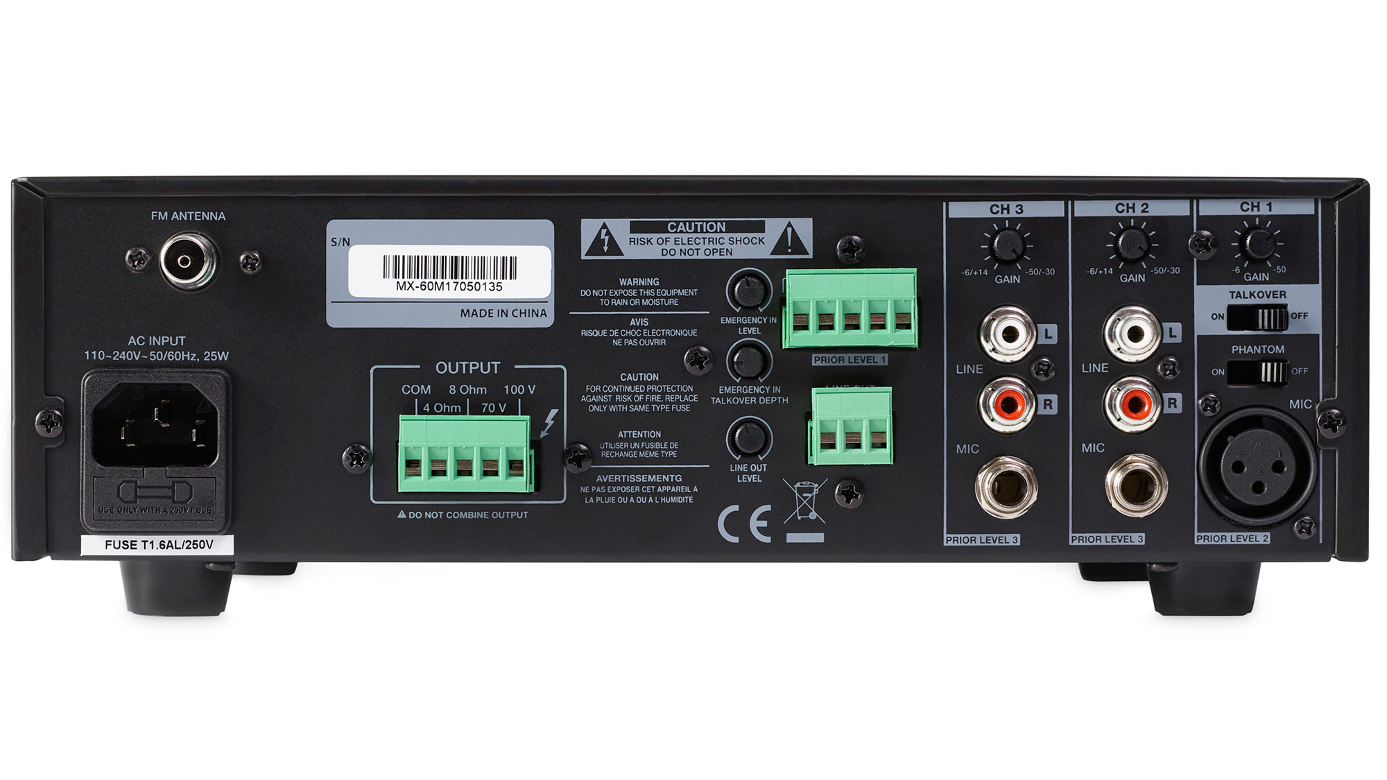 Artsound MX-60M Mischverstärker Rückseite mit Anschlüssen