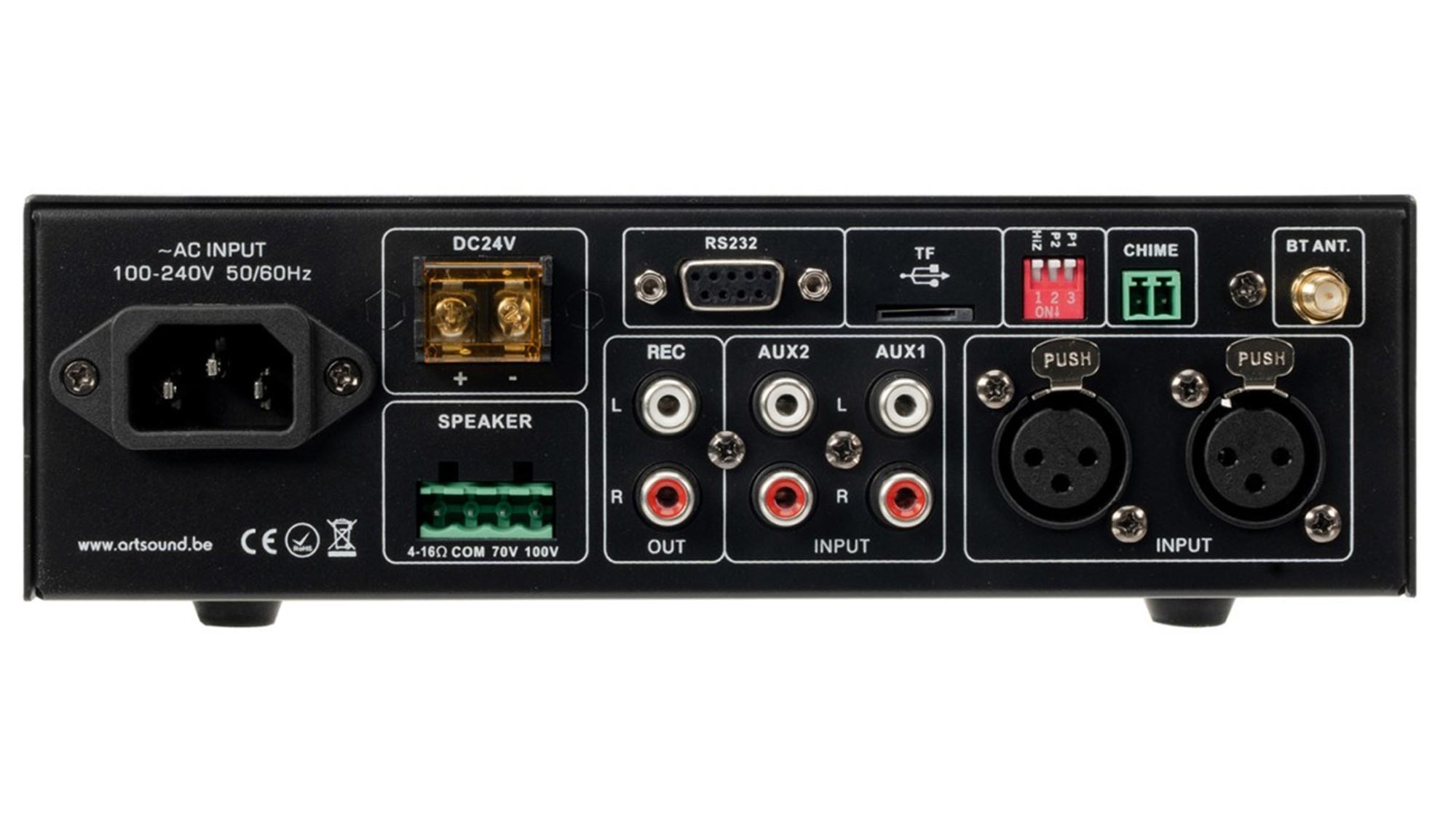 Artsound MX-60 MKII Mischverstärker Rückseite mit Anschlüssen
