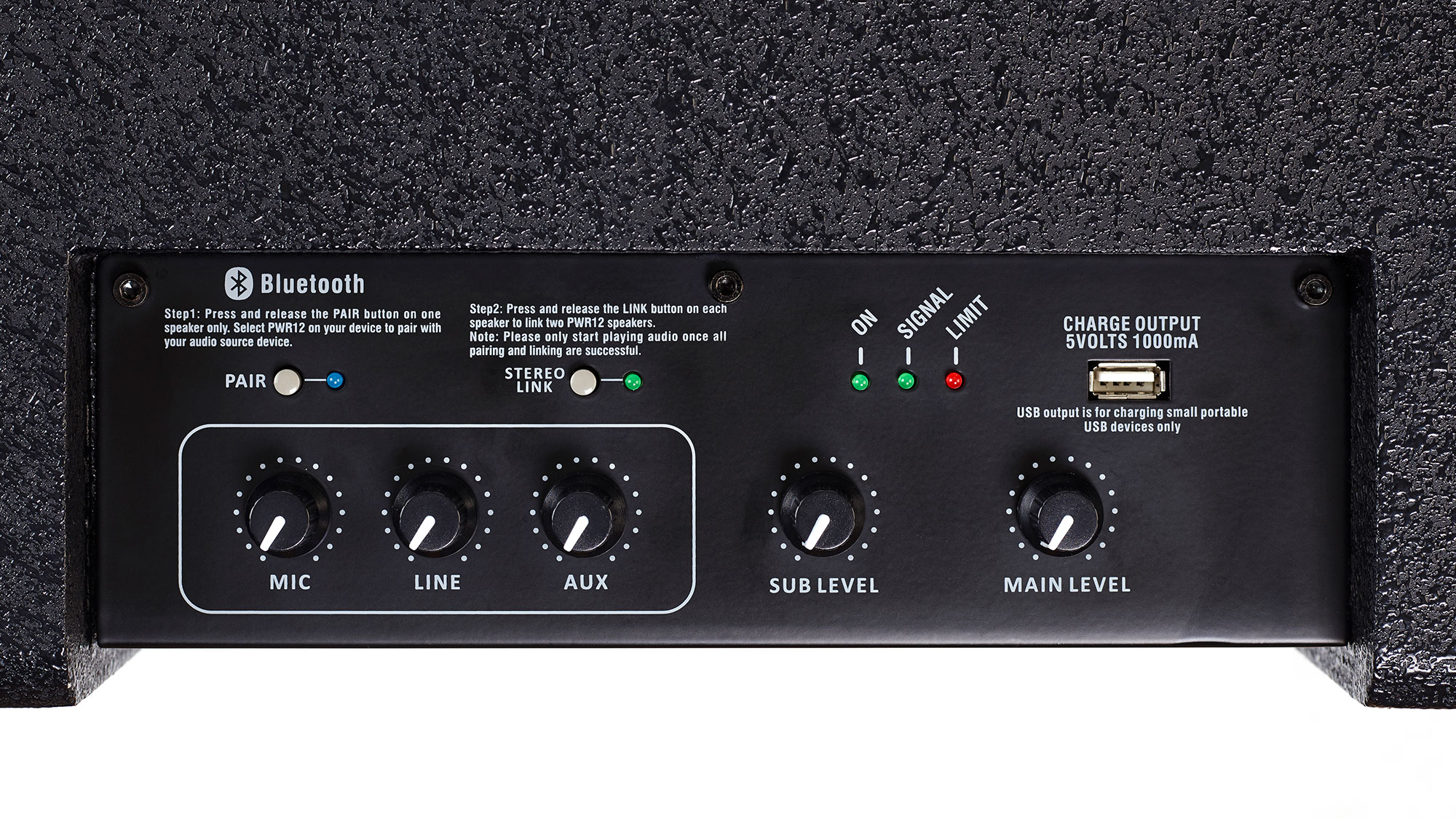 Artsound PWR12 Aktiv-Lautsprecher-Set Drehregler