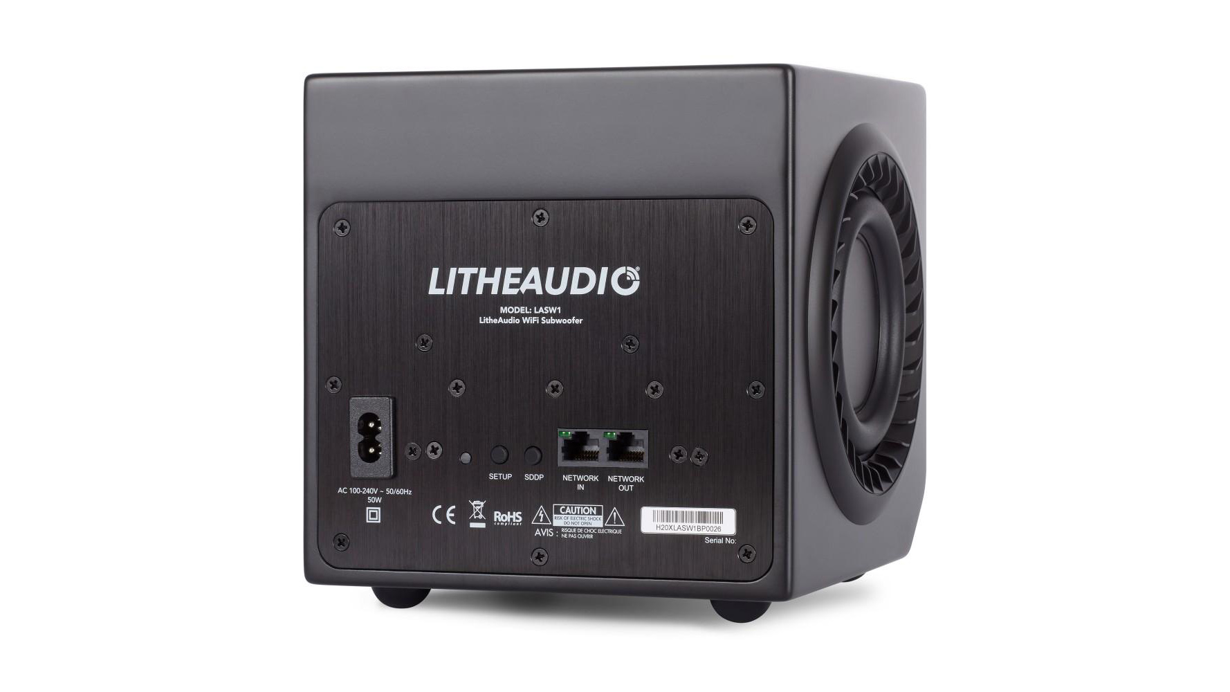 Lithe Audio Wi-Fi Subwoofer (01675) Rückseite mit Anschlüssen
